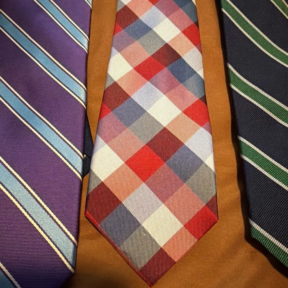 Men's Lot of Three Tommy Hilfiger 100% Italian Silk Double Print Neck Ties!